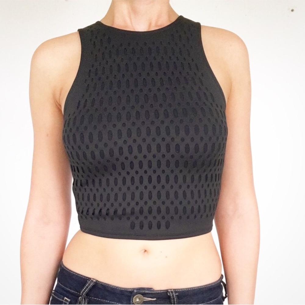 Abercrombie black cut out crop top size XS